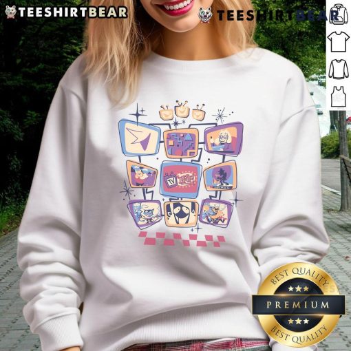 Cute Deltarune TV time sweatshirt featuring vibrant colors and playful design, perfect for fans of the game.