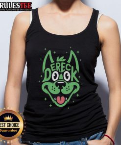 Adorable dog wearing a Cute Dereck Dook tank top, showcasing playful style and comfort for pets.