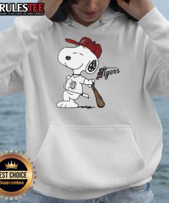 Alt Text: Cute Detroit Tigers Collab Snoopy 2025 baseball hoodie featuring vibrant colors and playful design, perfect for fans.