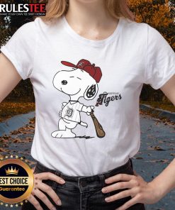 Cute Detroit Tigers Collab Snoopy 2025 Baseball Ladies Tee featuring vibrant graphics and a comfortable fit.