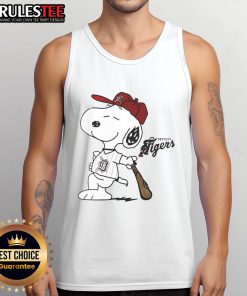 Cute Detroit Tigers collab Snoopy 2025 baseball tank top featuring vibrant graphics for fans and summer wear.