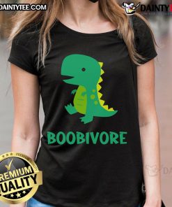 Alt Text: Cute Dinosaur Boobivore Ladies Tee featuring a playful dinosaur graphic on a stylish womens shirt.