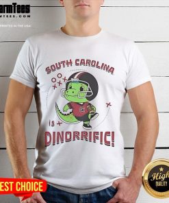 Cute Dinosaur South Carolina Gamecocks Dino-Riffic T-Shirt featuring a playful dino design and team colors.