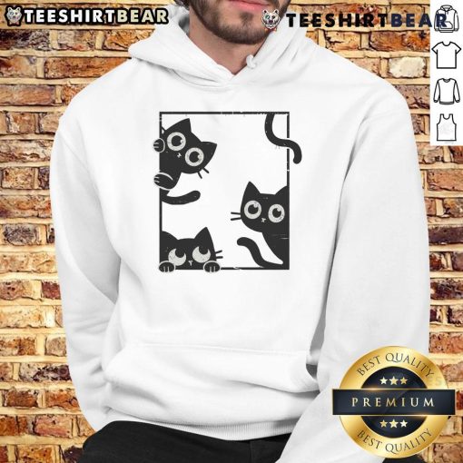 Adorable cats featured on a Cute Felines in Frame hoodie, perfect for feline lovers and cozy fashion enthusiasts.