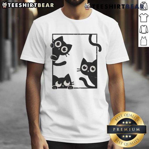 Alt Text: Cute Felines In Frame T-Shirt featuring adorable cats in colorful frames, perfect for cat lovers and casual wear.