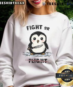 Adorable Cute Fight or Flight Penguin Sweatshirt featuring a playful penguin design, perfect for cozy casual wear.