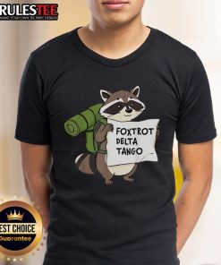 Adorable Cute Foxtrot Delta Tango Raccoon T-Shirt featuring a playful raccoon design for animal lovers.