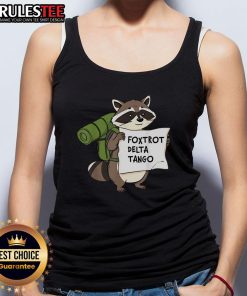 Adorable Cute Foxtrot Delta Tango Raccoon tank top design featuring a playful raccoon graphic on a stylish shirt.