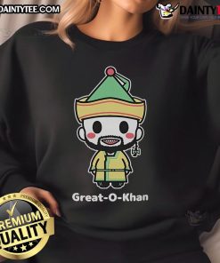 Alt Text: Cute Great O Khan drawn in chibi style on a cozy sweatshirt, perfect for fans of unique cartoon apparel.