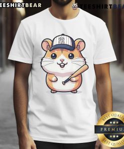 Alt Text: Adorable hamster wearing a New York Yankees T-shirt, showcasing a fun and playful pet fashion statement.