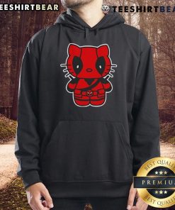 Adorable Cute Hello Deadpool Hello Kitty Hoodie featuring a playful design perfect for fans of both characters.