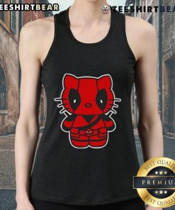 Cute Hello Deadpool Hello Kitty tank top featuring a playful design combining Deadpool and Hello Kitty characters.