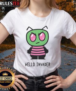 Adorable parody tee featuring a Hello Kitty and Invader Zim mashup, perfect for fans of cute alien-themed apparel.