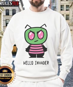 Adorable Cute Hello Invader Alien parody sweatshirt featuring a Hello Kitty and Invader Zim mashup design.