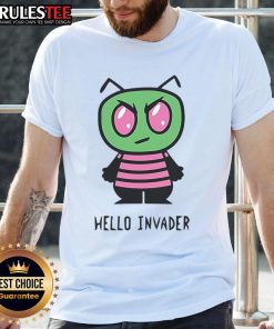 Cute Hello Invader Alien Parody T-Shirt featuring a Hello Kitty and Invader Zim mashup design for fans of both series.