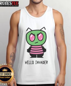 Adorable tank top featuring a Cute Hello Invader Alien parody mashup of Hello Kitty and Invader Zim design.