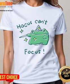 Cute Hocus Can't Focus Frog Ladies Tee featuring a whimsical frog design, perfect for casual wear and animal lovers.