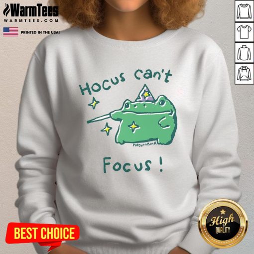 Cute Hocus Can't Focus frog sweatshirt design featuring a playful frog illustration and vibrant colors.