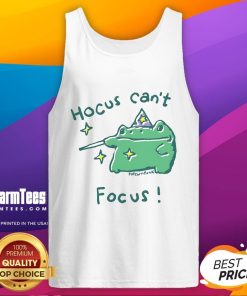 Adorable 'Cute Hocus Can't Focus' frog tank top featuring a playful frog design, perfect for casual summer outfits.