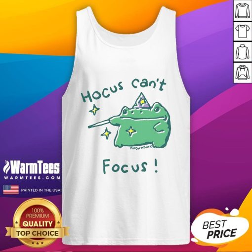 Adorable 'Cute Hocus Can't Focus' frog tank top featuring a playful frog design, perfect for casual summer outfits.