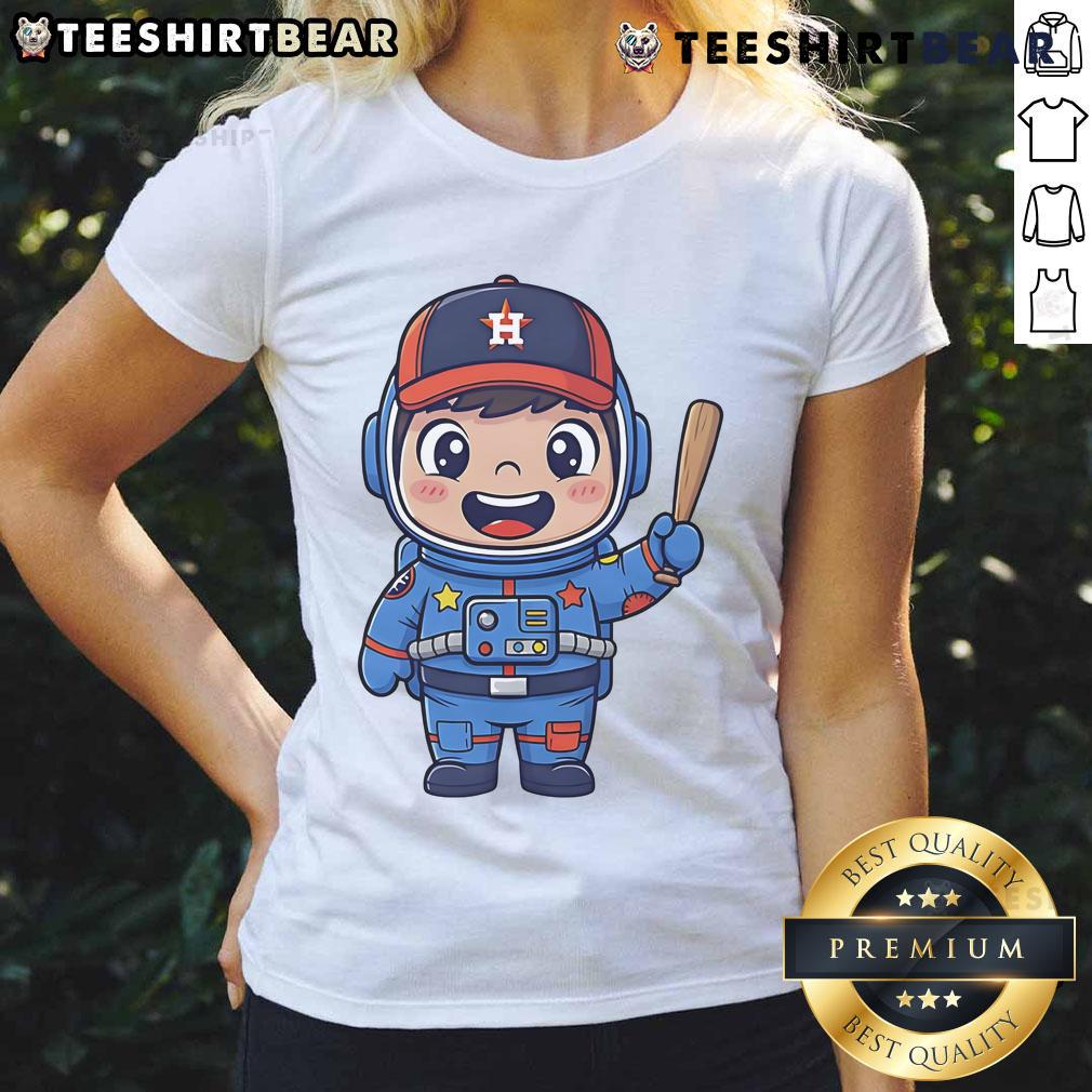 Cute Houston Astros Cartoon Astronaut Ladies Tee Cute Houston Astros cartoon astronaut graphic on a ladies tee, perfect for fans and casual wear.