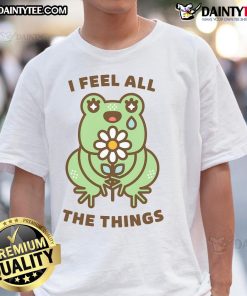 Neurodivergent emotional frog t-shirt featuring a cute design expressing deep feelings and emotions.