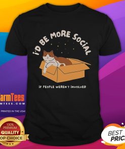 Cute I'D Be More Social T-Shirt featuring playful text design on a casual tee, perfect for social gatherings.