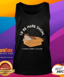 Model wearing a Cute I'd Be More Social tank top, showcasing a playful design perfect for casual outings and summer wear.