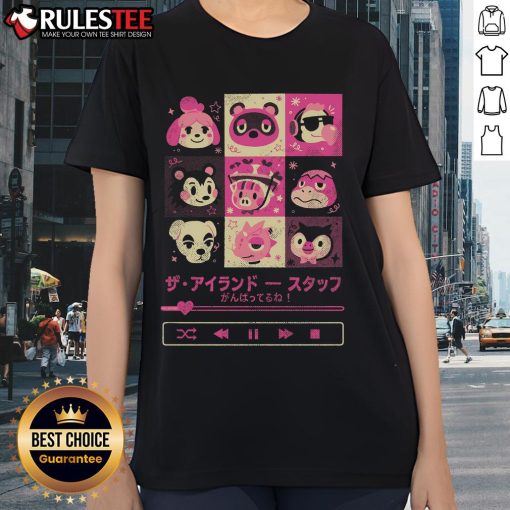 Cute Island Mixtape Animal Crossing ladies tee featuring vibrant graphics and playful design for fans of the game.