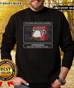 Cute 'It's Dark and Scary in Here' Freiren Beyond Journey's End sweatshirt featuring a cozy design and vibrant colors.