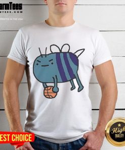 Alt Text: Cute James Plowright Charlotte Hornets NBA bee art t-shirt featuring vibrant colors and a playful design.