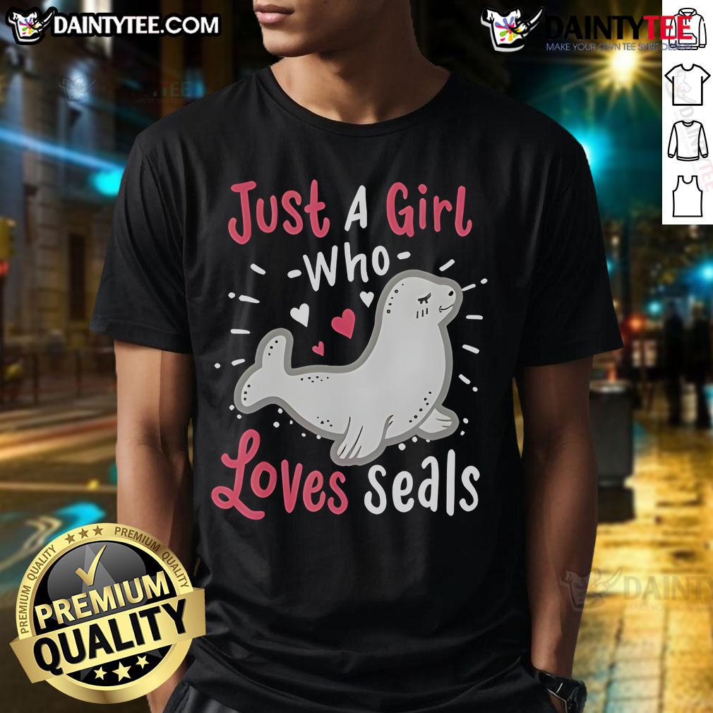 Cute Just A Girl Who Loves Seals T Shirt Alt Text: Cute Just A Girl Who Loves Seals T-shirt design featuring a playful seal graphic and vibrant colors.