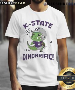 Adorable K-State Wildcats Vive La Fete Dino-Riffic T-Shirt featuring vibrant dinosaur graphics and school spirit design.