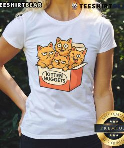 Cute kitten nuggets ladies tee featuring adorable kitten graphics perfect for cat lovers and casual wear.