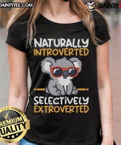 Cute koala illustration on a ladies tee, perfect for naturally introverted and selectively extroverted women.
