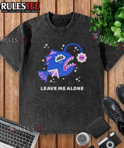 Cute Leave Me Alone Moody Anglerfish graphic on a washed T-shirt, perfect for ocean lovers and quirky fashion.