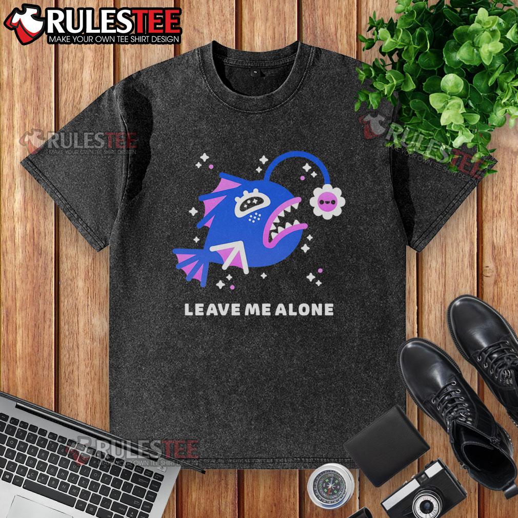 Cute Leave Me Alone Moody Anglerfish Washed T Shirt Cute Leave Me Alone Moody Anglerfish graphic on a washed T-shirt, perfect for ocean lovers and quirky fashion.