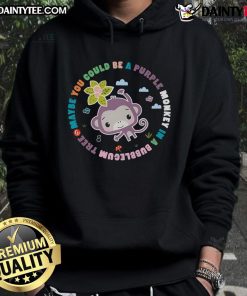 Alt Text: Cute purple monkey in a bubblegum tree hoodie, showcasing vibrant colors and playful design for a fun fashion statement.