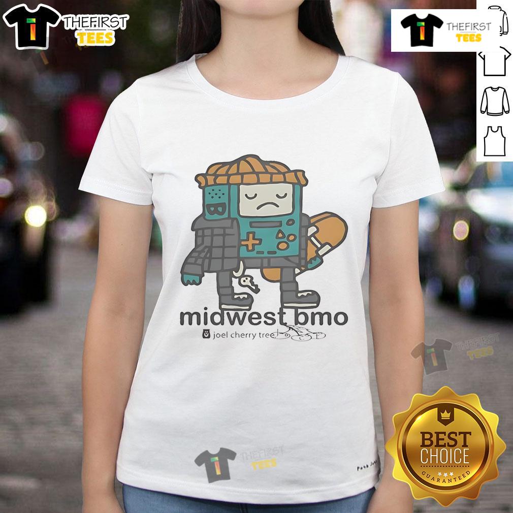 Cute Midwest Bmo Joel Chetty Tree Adventure Time Beemo Ladies Tee Adorable Midwest-themed BMO Adventure Time ladies tee featuring Beemo and a whimsical tree design.