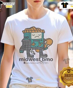 Adorable Midwest Bmo Joel Chetty Tree Adventure Time Beemo T-Shirt featuring a vibrant graphic of Bmo in a tree.