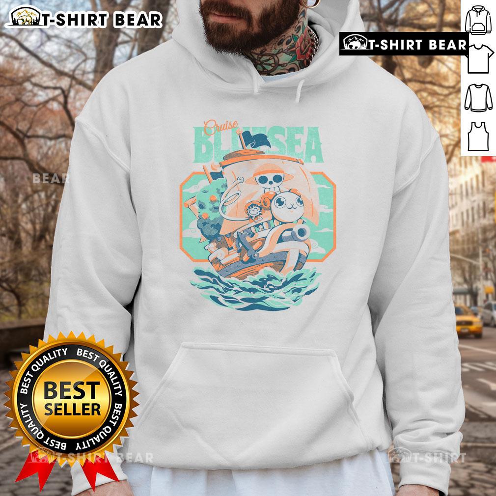 Cute Monkey D Luffy One Piece Blue Sea Cruise Hoodie Cute Monkey D. Luffy in a One Piece hoodie, sailing on a blue sea cruise, perfect for anime fans.