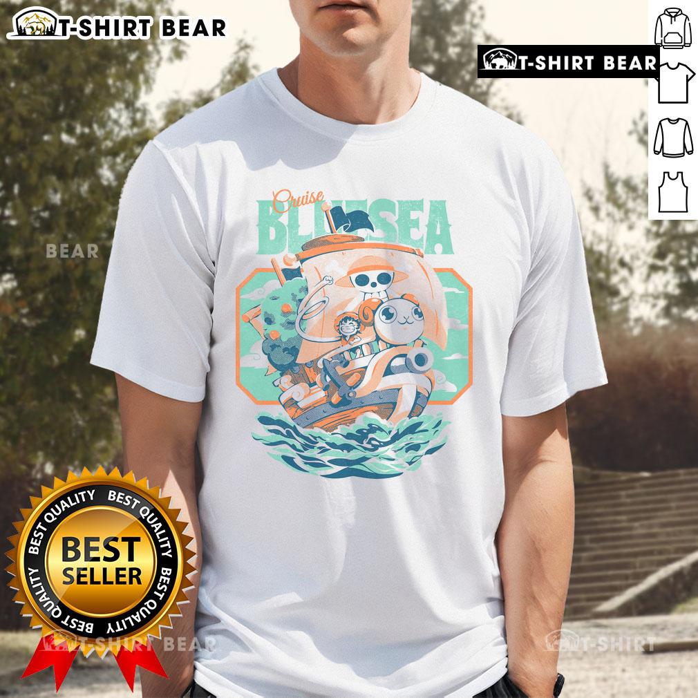 Cute Monkey D Luffy One Piece Blue Sea Cruise T Shirt Adorable Cute Monkey D Luffy One Piece T-Shirt featuring vibrant blue sea cruise design, perfect for anime fans.