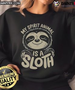 Cute 'My Spirit Animal Is A Sloth' sweatshirt featuring a playful sloth design, perfect for animal lovers.