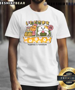 Alt Text: Cute Neko Bento Happiness Is Homemade T-Shirt featuring a playful cat design, perfect for food lovers and anime fans.