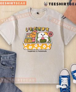 Cute Neko Bento design on a washed t-shirt, showcasing the joy of homemade meals and playful cat imagery.