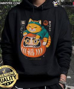 Alt Text: Adorable Cute Neko Daruma Hug Hoodie featuring a playful cat design, perfect for cozy and stylish wear.