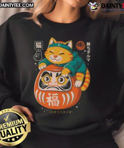 Cute Neko Daruma Hug Sweatshirt featuring an adorable cat design, perfect for cozy casual wear and unique gifts.