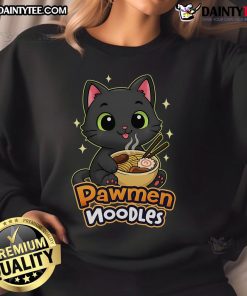 Cute Pawmen Noodles Cat Sweatshirt featuring an adorable cat design, perfect for animal lovers and cozy casual wear.