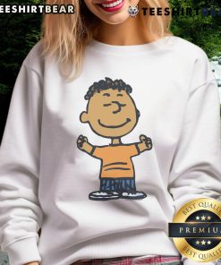 Alt Text: Cute Peanuts Franklin character sweatshirt featuring vibrant colors and a cozy design, perfect for fans of the Peanuts gang.