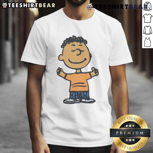 Alt Text: Cute Peanuts Franklin character T-shirt featuring vibrant graphics and a comfortable fit, perfect for fans of the comic series.